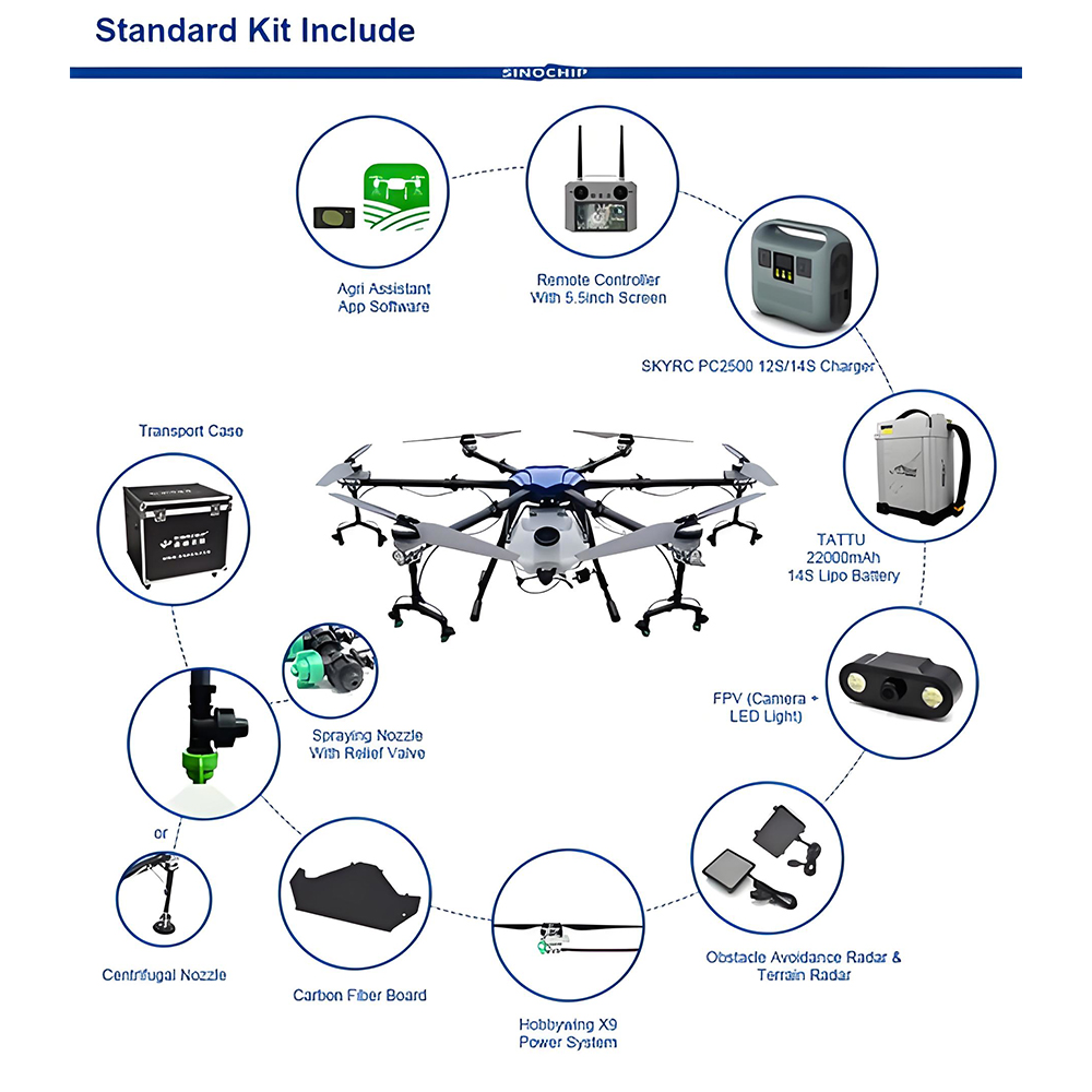 Df-T26: 25-литровый 6-осевой дрон для защиты сельскохозяйственных культур и внесения удобрений
